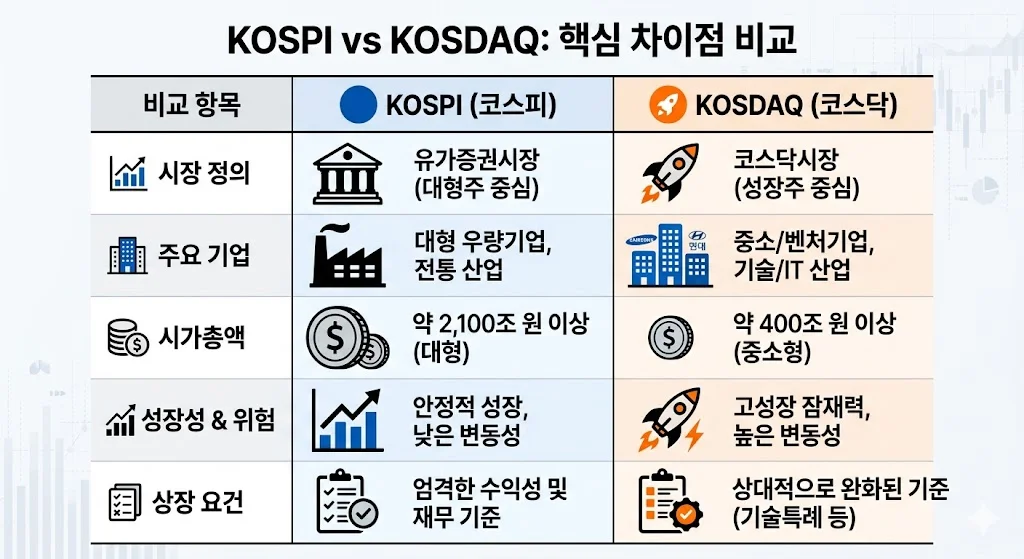 코스피 코스닥 뜻, 차이점 - 초보 투자자를 위한 A to Z